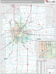 Kansas City Metro Area Wall Map Premium Style 2024